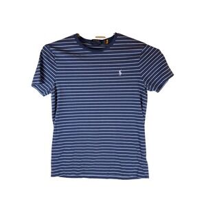 Polo Ralph Lauren Mens Custom Slim Fit Striped T-Shirt Navy Blue Medium